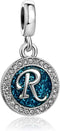 Spakling Blue A to Z Letter Initial Charm Alphabet Capital Name Dangle Beads Compatible With Pandora Charms Bracelets and Necklaces...