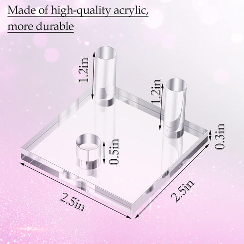 Weysat 8 Pcs Rock Display Stand 3 Pegs Acrylic Rock and Mineral Display Stand Clear Geode Display Stand Mineral Holder Square Display Easel Stands...