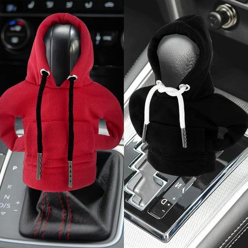 Universal Car Gear Shift Hoodie, 2PCS Upgraded Hoodie Car Gear Shift Cover(6.3in) Funny Shifter Hoodie,Interior Accessories,Red and Black Car Deco...