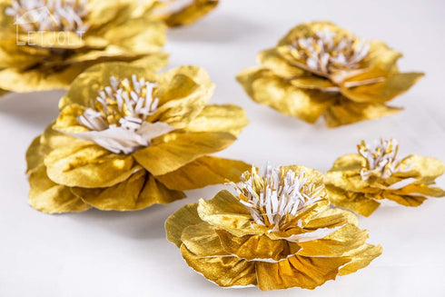 Letjolt Paper Flowers Decorations for Wall Artificial 3D Flowers Home Decor Backdrop Golden Wedding Garlands Baby Shower Decor Bridal Shower (Gold...