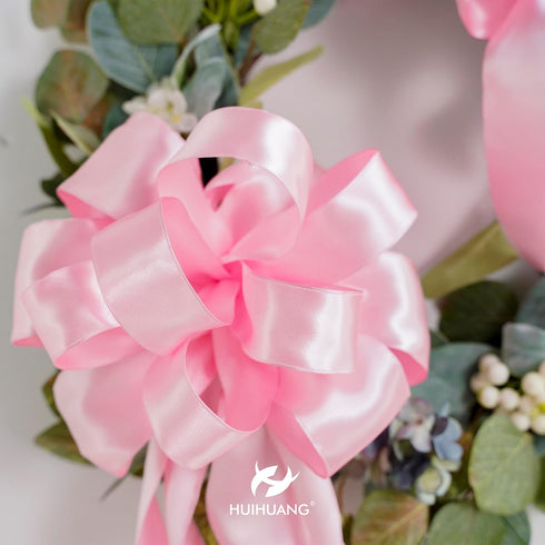 HUIHUANG Pink Satin Wired Ribbon 2.5 inch Light Pink Double Sided Satin Wire Ribbon for Easter Bows, Gift Wrapping, Wreaths, Garland, Home Decor, ...