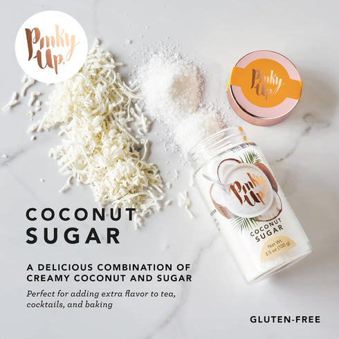 Pinky Up Coconut Sugar, 3.5oz Flavored Sugar, Sugar Rimmer for Cocktails, Sanding Sugar, Cocktail Rimmer, Home Bar Accessories, Margarita Party...