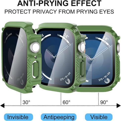 Waterproof Case 45mm for Apple Watch Series 9 8 7 with Tempered Glass Screen Protector, iWatch Full Protective Hard PC Bumper Face Cover for Men&W...