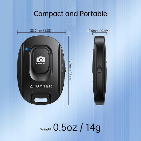 ATUMTEK Camera Remote Shutter for iPhone and Android Smartphones (2 Pack), Wireless Phone Remote Control Selfie Button for Photos and Videos (Blue...
