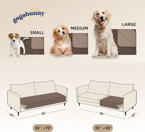 gogobunny 100% Double-Sided Waterproof Dog Bed Cover Pet Blanket Sofa Couch Furniture Protector for Puppy Large Dog Cat, Reversible (30x30 Inch (P...