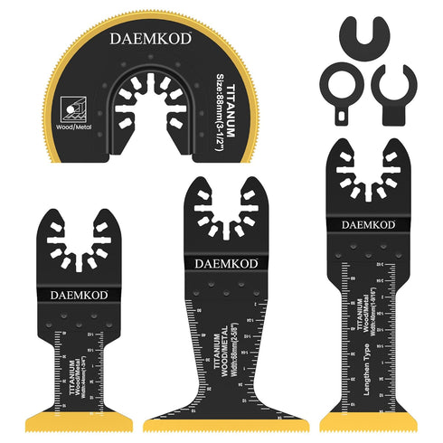 4 PcsTitanium Oscillating Saw Blades Metal Cutting, 4 Types Professional Multitool Blades for Metal Nails Hard Material and Wood Plastic, Multi To...