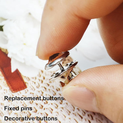 6 Pcs Mini No Sew Crystal Buttons Anti Exposure Fixed Brooches Detachable Reusable Multi-purpose for Clothes(clear,10mm)...