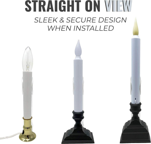 612 Vermont Window Candle Holders with Suction Cups, Plastic L-Shaped Safety Bracket, Fits Most Battery and Electric Window Candles (VT-120, Pack ...