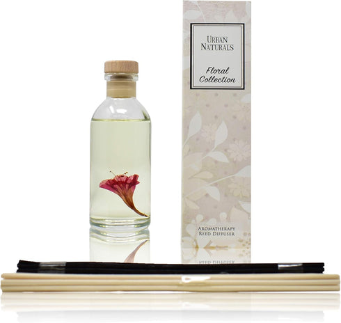 Urban Naturals Honeysuckle & Jasmine Reed Diffuser Oil Scented Sticks Set– Hyacinth, Cassis, Neroli & Geranium | Long Lasting Air Freshener for Th...