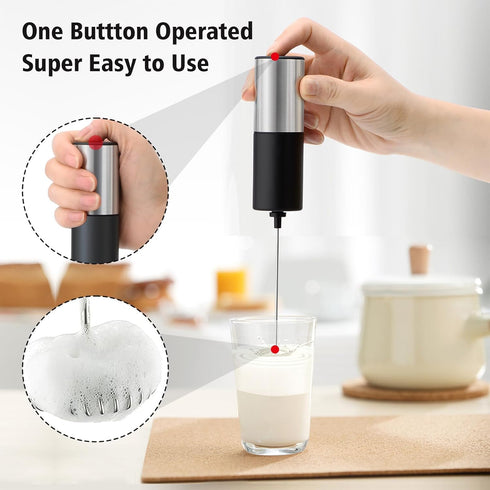Strong Electric Milk Frother with Stand, Handheld Electric Whisk, Battery Operated Milk Foam Maker, Coffee Mixer Wand for Drink Chocolate Lattes F...