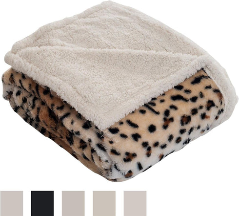 Lavish Home Fleece Sherpa Throw Blanket - Ultra Soft Plush Bed, Sofa or Couch 50" x 60" Tiger Set of 1...