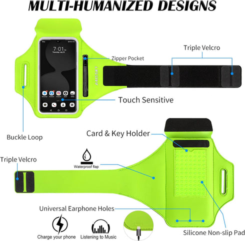 HAISSKY Running Armband with Airpods Bag Cell Phone Armband for iPhone 12/11 Pro /11/XR/XS/X/8, Galaxy S9/S8 Water Resistant Sports Phone Holder C...