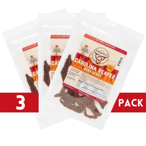 Mission Meats Carolina Reaper Jerky from 100% Grass Fed & Pasture Raised Beef, Caution: Extremely Spicy, Small Batch Hand Crafted, Gluten Free, 2o...