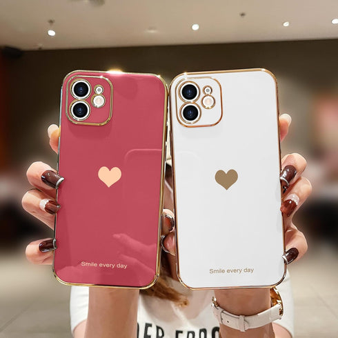 Teageo Compatible with iPhone 12 Case for Women Girl Cute Love-Heart Luxury Bling Soft Back Cover Raised Full Camera Protection Bumper Silicone Sh...