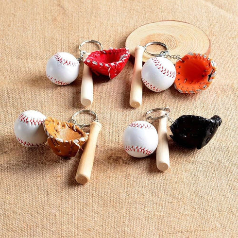 Baseball Glove and Bat Model Keychain Mini Novelty Handbag Car lover Sport -4 Pack...