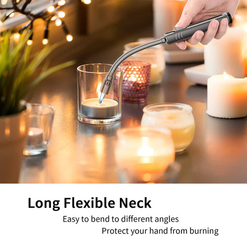 Butane Lighter Torch Long Lighter Refillable Jet Lighter Windproof Lighter with Visual Fuel Window Flexible Neck Lighter for Grill Fireplace Stove...