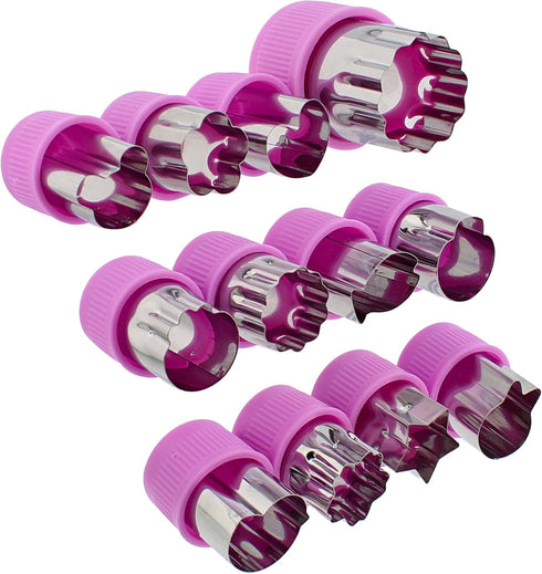 Vegetable Chopper - 12pc Mini Food Chopper with Flower, Animal, and Shape Fruit Cutter Pieces for Treats...