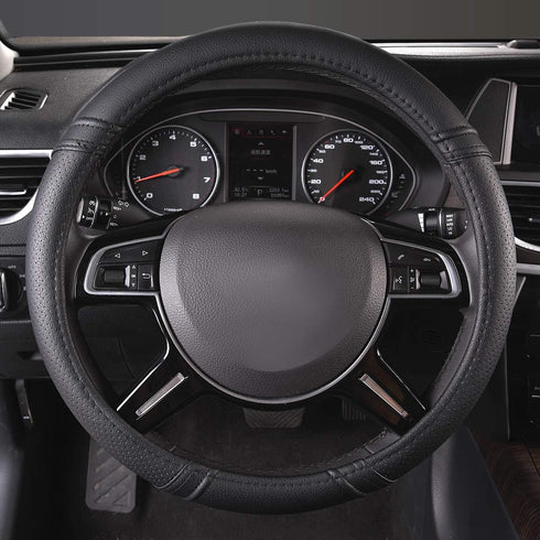 Car Pass Classical Leather Automotive Universal Steering Wheel Covers,Universal Fit for Suvs,Trucks,Sedans,Cars,Vans,14.5-15inch Anti-Slip Safety ...