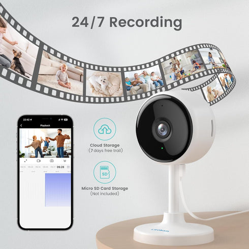litokam Indoor Camera, Cameras for Home Security with Night Vision, Pet Camera with Phone App, 2K Indoor Security Camera, Motion Detection, 2-Way ...