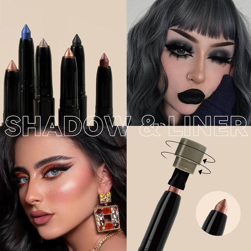 2 in 1 Silver Gray Smokey Grey Eyeshadow stick Eyeliner Pencil Cream Shimmer Smooth Eye Makeup Sharpenable Multi-Use Longwear Eyeliner Pencil Eye ...