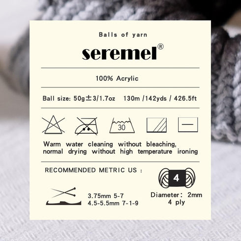 4Ply Acrylic Soft Yarn 2 Balls 1Pack, 2 Pcs Crochet Yarn Total 100g (3.4oz) / 260m (280Yds), Crocheting/Knitting #4 Medium Yarns, Worsted Beautifu...