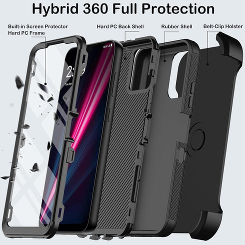 for T-Mobile REVVL 6 Pro 5G with Belt Clip Holster,REVVL 6X Pro Case Built-in Screen Protector,Heavy Duty Shockproof Drop Protection Military Grad...