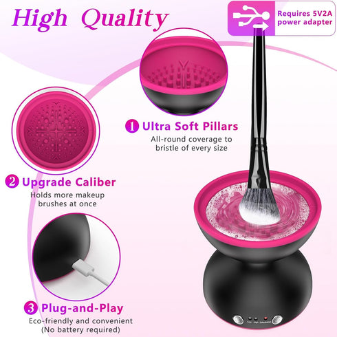 Electric Makeup Brush Cleaner Machine - Portable Automatic USB Makeup Brushes Cleaner -Two Gears Speed and Dehydration Function-with Makeup Brush ...
