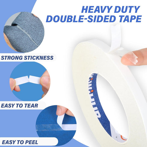Heavy Duty Fabric Tape - Double Sided Sticky Fabric Tape Strong Adhesive Cloth Hem Tape,Hemming Tape No Sewing or Ironing, Gluing - 2/5 Inch x 164...