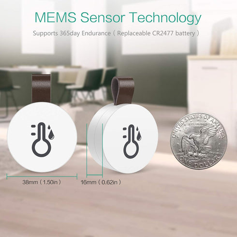 ORIA Mini Wireless Humidity Temperature Sensor with Temp Humidity Monitor, Data Export and Alert for House
