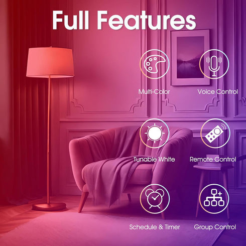 Energetic Matter LED Smart Light Bulb Color Changing, RGB & 2700K-6500K Dimmable A19 60W Equivalent, App & Voice Control, Compatible with Alexa, G...