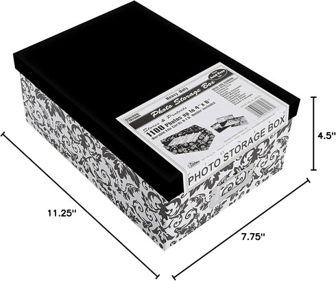 Heavy-Duty Photo/Video Storage Box, Damask Design...