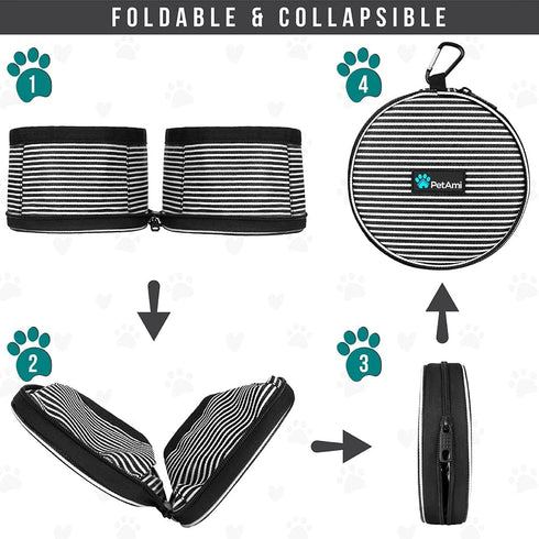 PetAmi Collapsible Dog Food Water Bowls, 2 Travel Bowls Kit, Portable Pet Dish No Spill, Foldable Lightweight BPA Free Leakproof, Camping Hunting ...