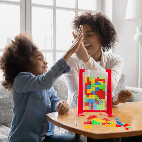 Gamie Tetriminos Blocks Game - 3D Puzzles for Kids and Adults with 50 Game Pieces, Game Board, and Drawstring Bag - Retro-Inspired Brain Teaser Pu...