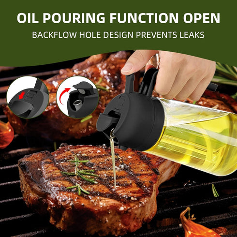 16oz Olive Oil Dispenser for Kitchen, 2 in 1 Olive Oil Dispenser and Oil Sprayer, Olive Oil Dispenser Spray Bottle with Brush, Oil Sprayer for Coo...