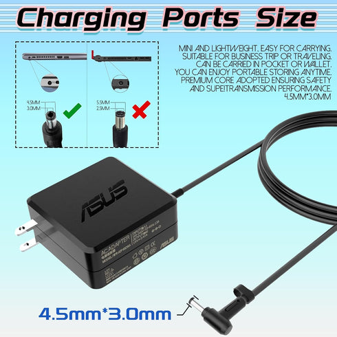 19V 3.42A 65W 4.5 * 3.0mm Laptop Adapter for Asus EXA1203YH B400A Notebook EXA1203XH Power Adapter AC Charger chromebook PU550 PU550CA PU401 PU401...