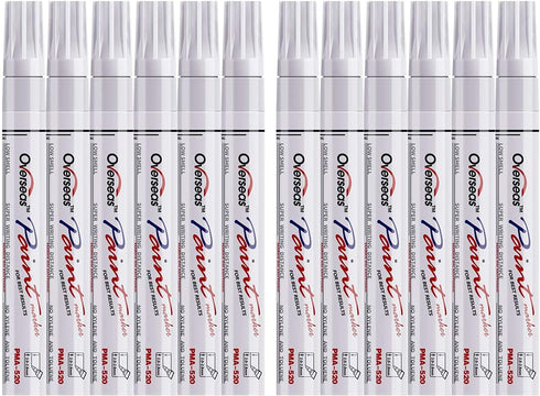 Lesun Overseas White Paint Pens Paint Markers, 12 Pack Waterproof Oil-Based Paint Pen Set Quick Dry and Permanent, Markers for Rock, Stone, Cerami...