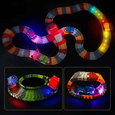 Tracks Cars Replacement only,Track Cars for Tracks Glow in The Dark, Car Tracks Accessories with 3 Flashing LED Lights, Compatible with Most Car T...