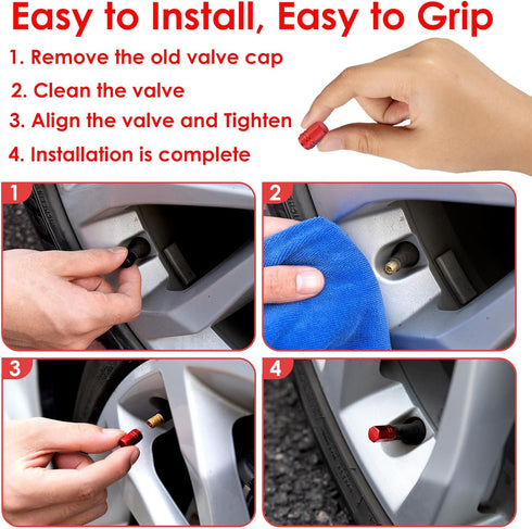 Red Auto Tire Valve Stem Caps: Tire Air Pressure Caps, Universal Schrader Valve Cap for Car Bike Truck Motorcycles...