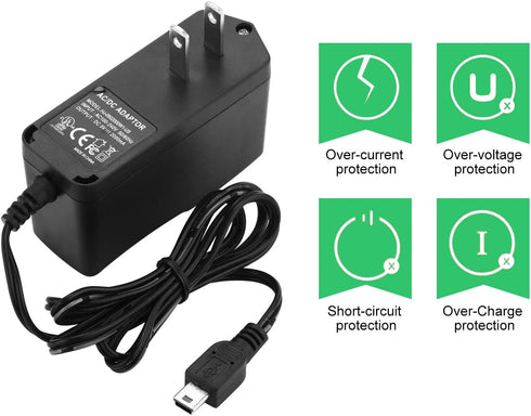 DC 5V Mini USB Cable AC DC Adapter Mini 5 Pin Charger for Portable Hard Disk,MP3,MP4,Camera,Tablet,Card Reader,Hub,DVR(NOT for Cell Phone),Black...