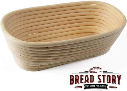 (10x6 inch) Oval Proofing Basket Set by Bread Story Oval Brotform Handmade Unbleached Natural Cane Bread Baking Kit with Cloth Liner Bread Baking ...