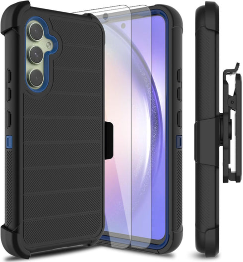 for Samsung Galaxy A54 5G Phone Case with 2 Pack Tempered Glass Screen Protector, Belt Clip Holster Rugged Heavy Duty Military Shockproof Protecti...