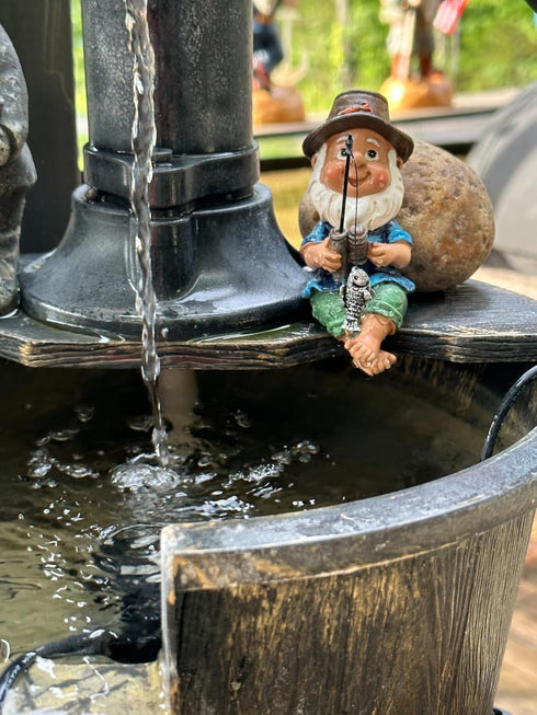 Fairy Garden Fishing Gnome Statues Miniature Dwarf Elf Figurines Outdoor Landscape Ornaments for Yard Lawn Pond Pool Riverside Decoration...
