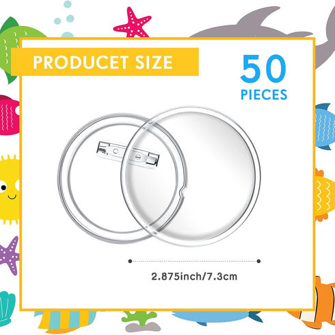 50 Pack Acrylic Button Pins Badge Clear Button Pins Custom Button Pins Kit Blank Button Pins Bulk Photo Buttons Make Your Own Buttons Pins for DIY...