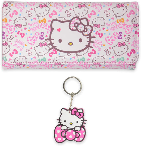Kawaii Kitty Cat Wallet with A Keychain, ID Card Holder Purse Pouch with Buckle, PU Wallet Durable Card Holder Credit Card Holder Money Bag for St...