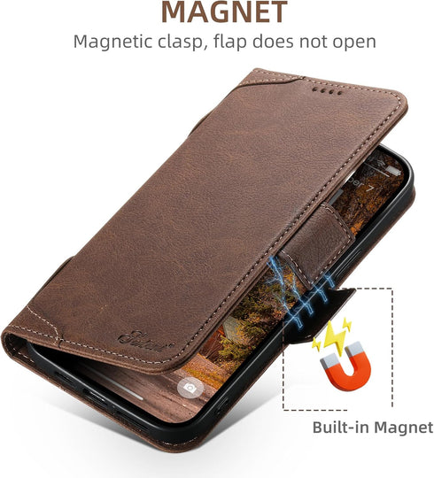 SINIANL Wallet Case for iPhone 15 Pro Max with Card Holder for Men Women, Compatible with MagSafe Wireless Charging Magnetic Leather Flip Folio Co...