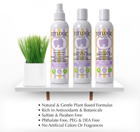 TotLogic Sulfate Free Baby Shampoo- Lavender Bliss Hair Care, 8 oz, No Phthalates, No Formaldehyde, Infused With Natural Antioxidants and Botanica...