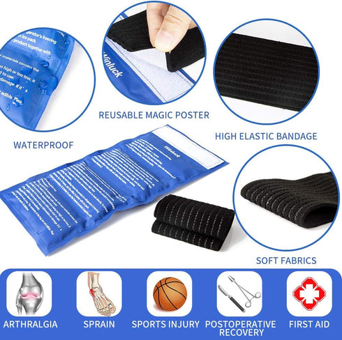Gel Ice Packs for Injuries- Adjustable Wrap for Pain Relief Ice Pack+Heat Pack ? Non-Toxic Smooth Reusable, Support Rehabilitation, Flexible Thera...
