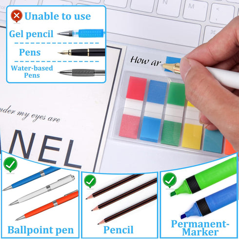 Sticky Tabs,moinkerin 900 Pieces Transparent Sticky Notes Book Tabs PET Multicolor for Bookmarks,Studying,Office,School Planner Memo...