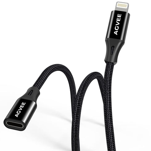 AGVEE [3.3ft Lightning Extension Cable Braided Female to Male Extender Cord for iPhone iPad Charger, Data Sync Video Audio & Charging Connector Ad...