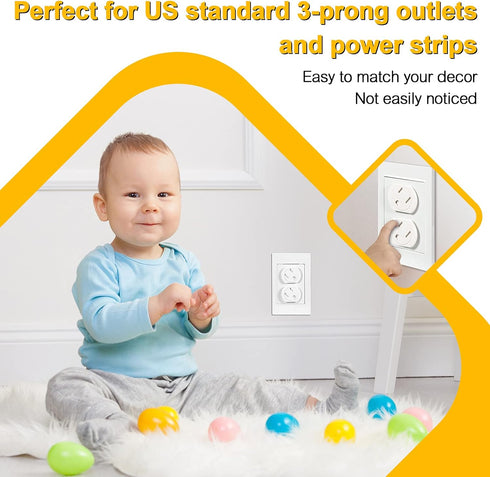 Outlet Covers (45 Pack) Self-Closing Outlet Plug Covers 3-Prong Swivel Electrical Outlet Protectors for Baby Upgraded Adhesive Installation Socket...